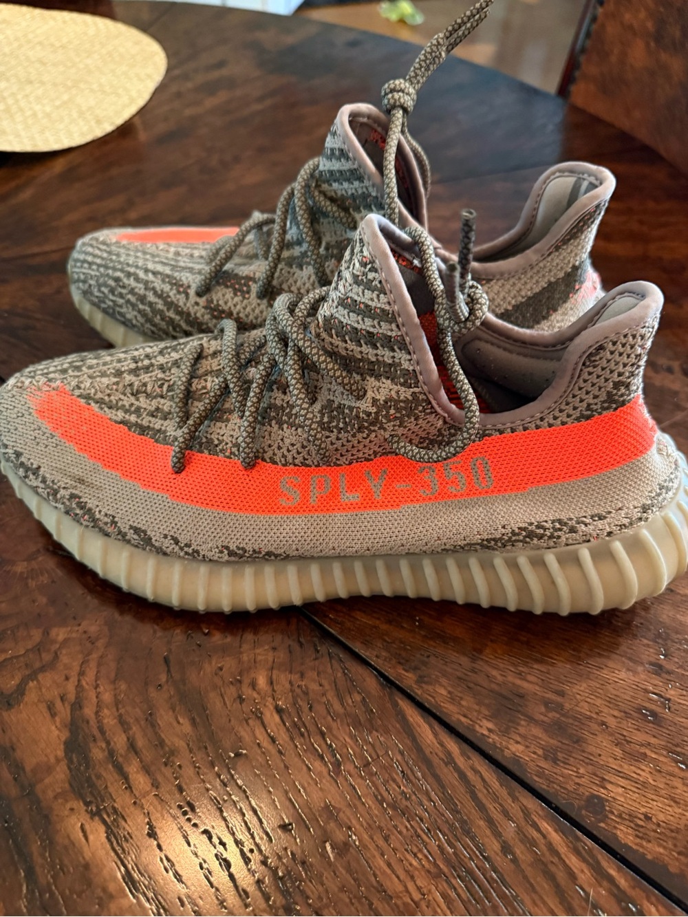 Kids Athletic Sneakers - Grey with Orange Stripe